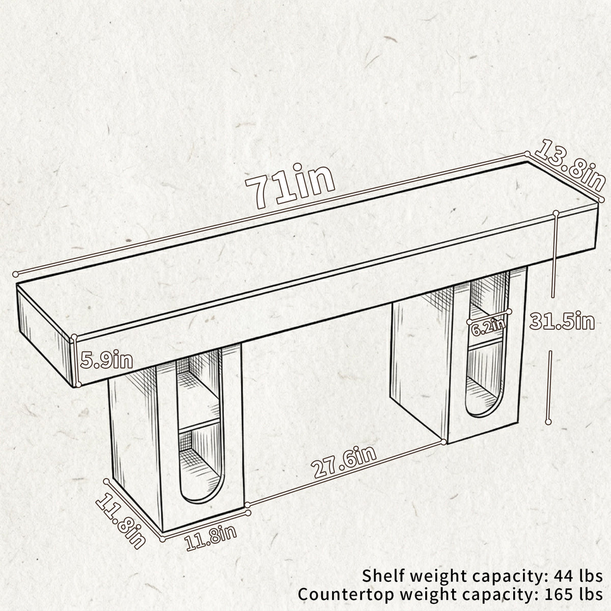 Wooden Long Console Table by OROA