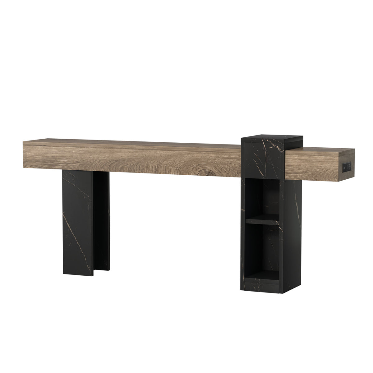 Modern European furniture - Natural Wood Narrow Console Table with Storage - www.oroa.com
