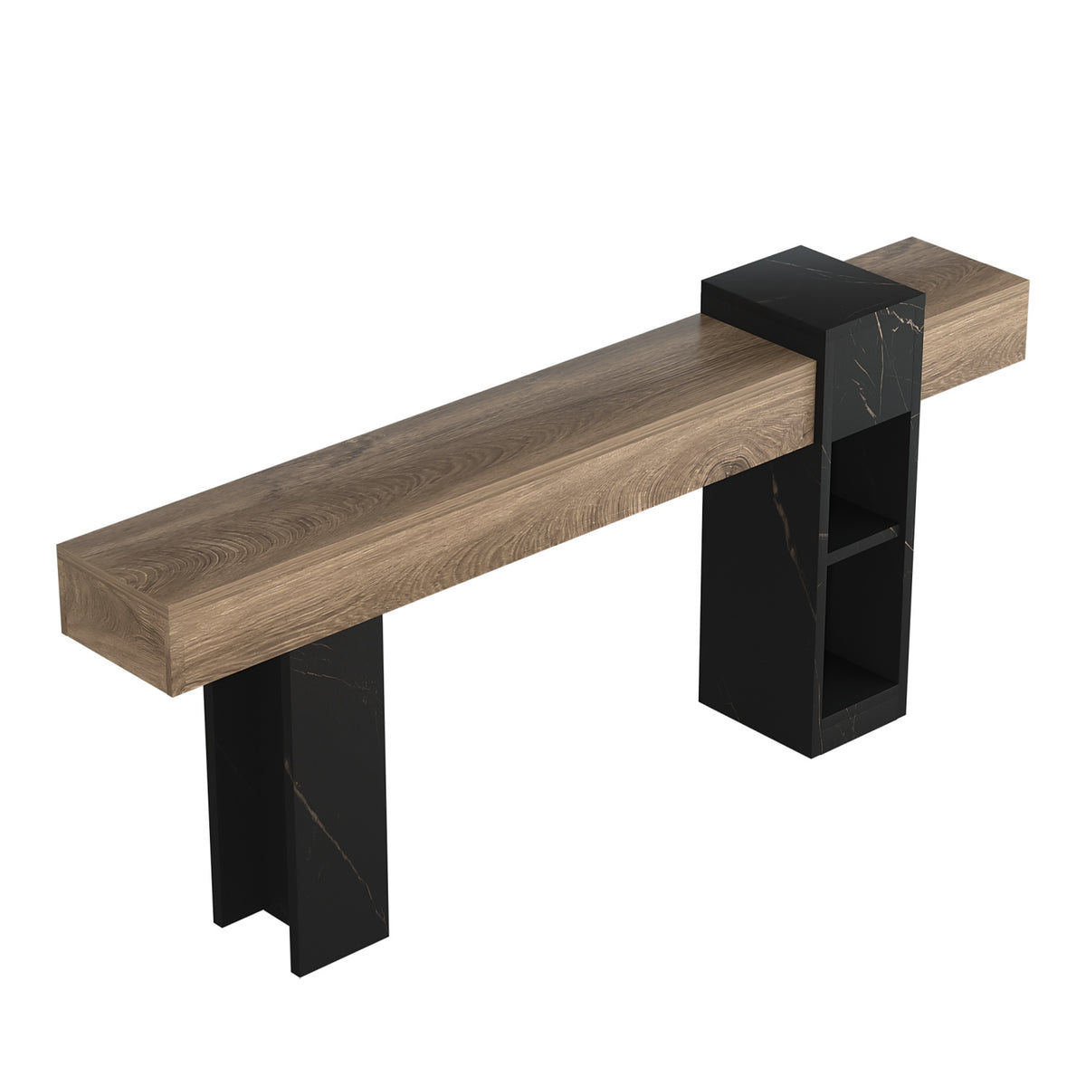 Modern European furniture - Natural Wood Narrow Console Table with Storage - www.oroa.com