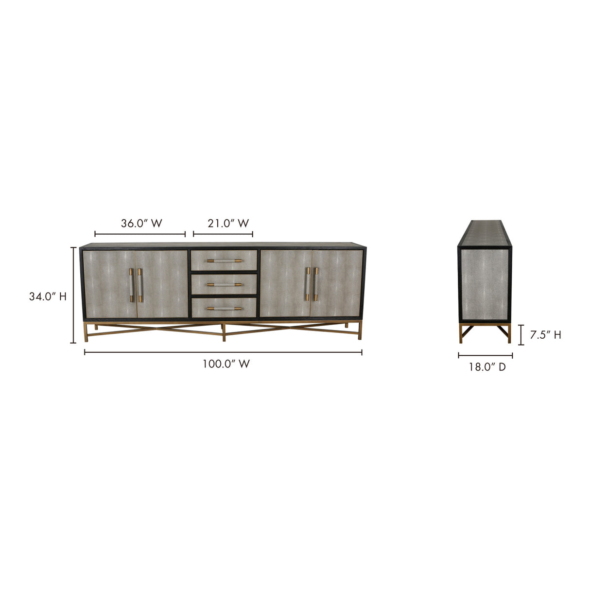 Gray Shagreen Vegan Leather Sideboard | OROA
