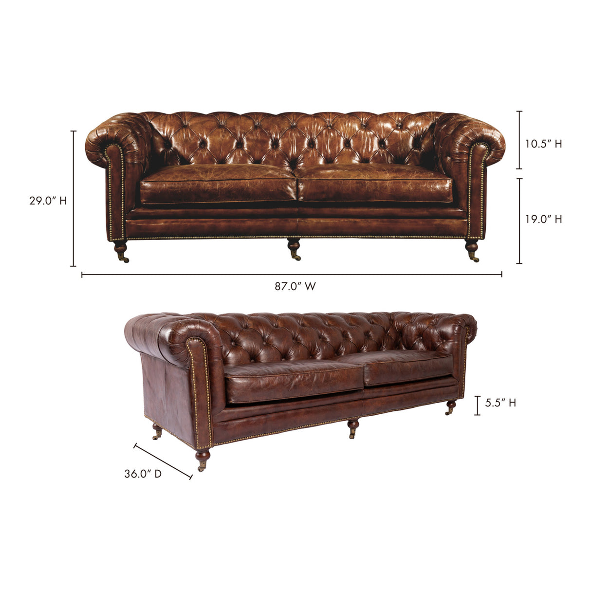 3-Seater Top-Grain Leather Sofa | OROA