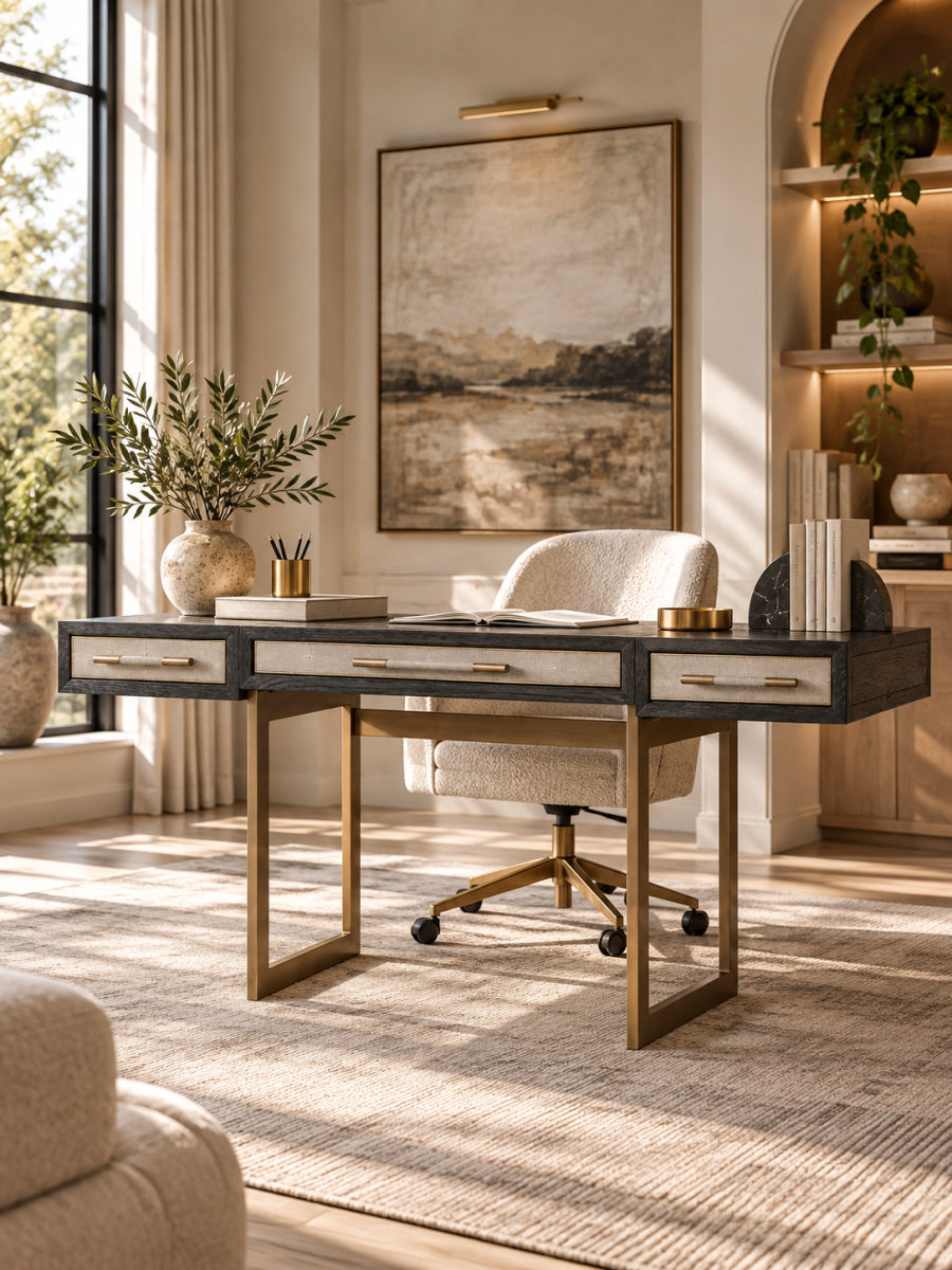 Modern European furniture - Gray Vegan Leather Desk - www.oroa.com