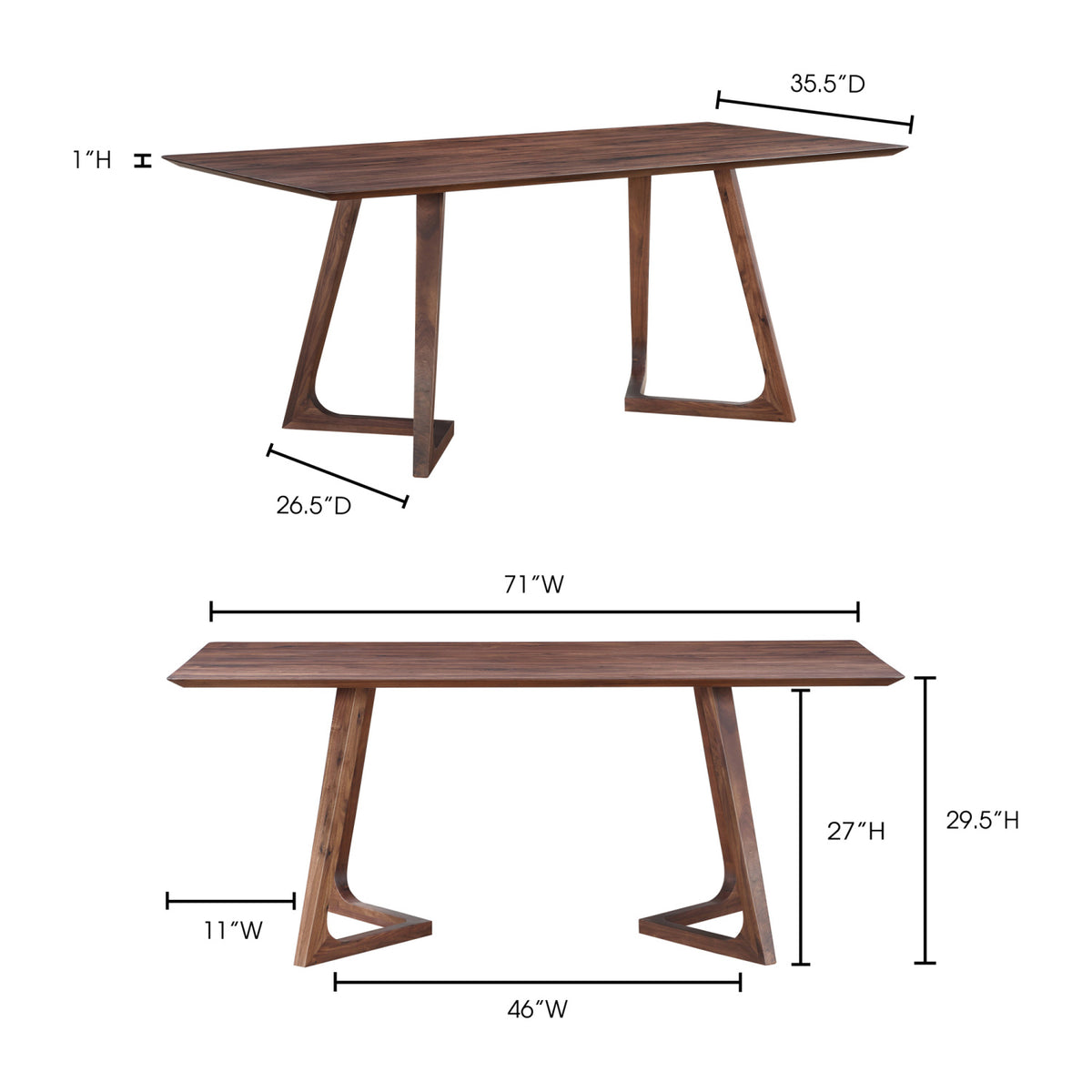 Modern European furniture - Rectangular Solid Walnut Dining Table - www.oroa.com