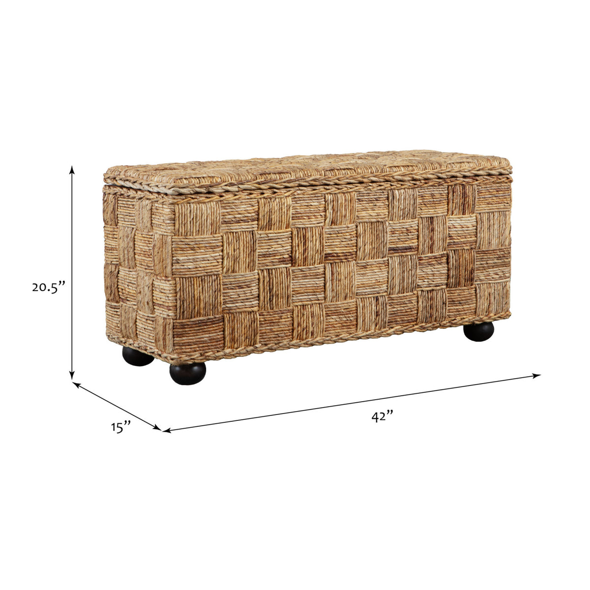 Natural Rattan & Mahogany Lift-Top Storage Trunk | OROA