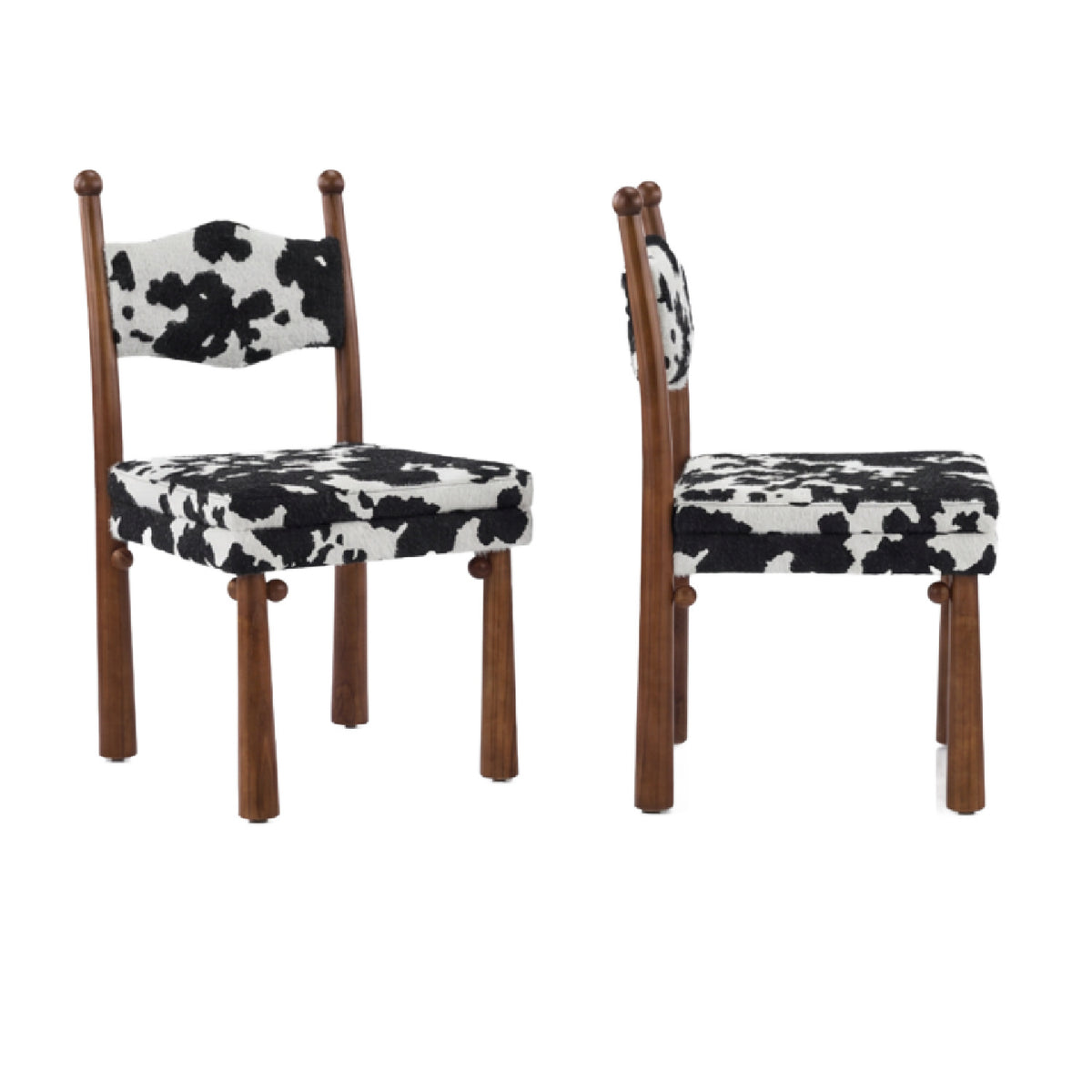 Mid-Century Modern Upholstered Wood Dining Chairs (2) | OROA