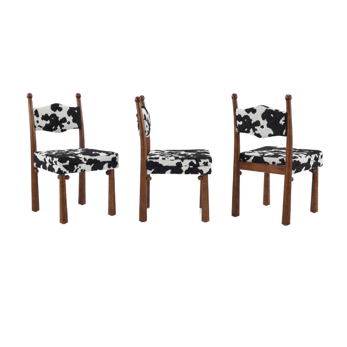 Mid-Century Modern Upholstered Wood Dining Chairs (2) | OROA
