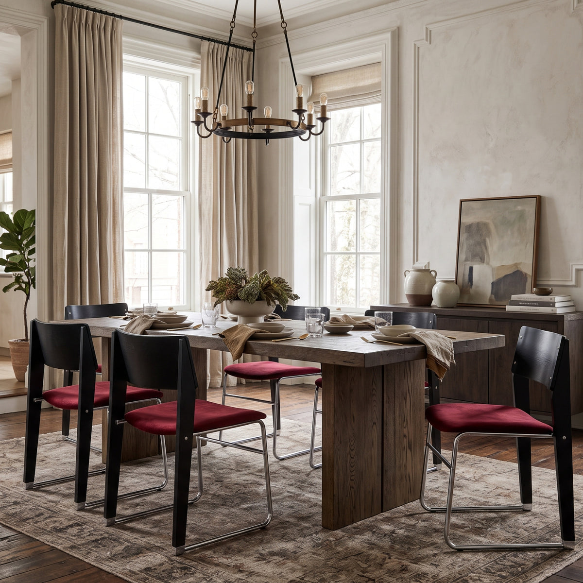 Mid-Century Upholstered Cushion Dining Chairs (2) | OROA