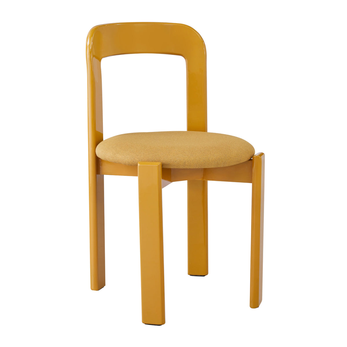 Yellow Upholstered Wide Glossy Dining Chairs (2) | OROA