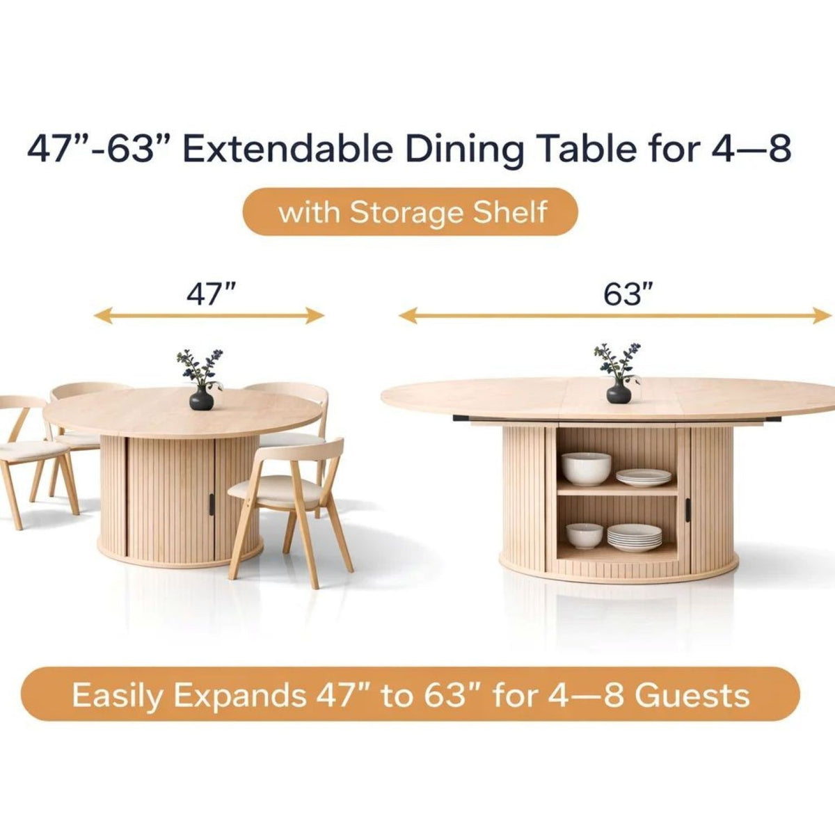 Modern European furniture - Modern Extendable Natural Oak Round Dining Table - www.oroa.com