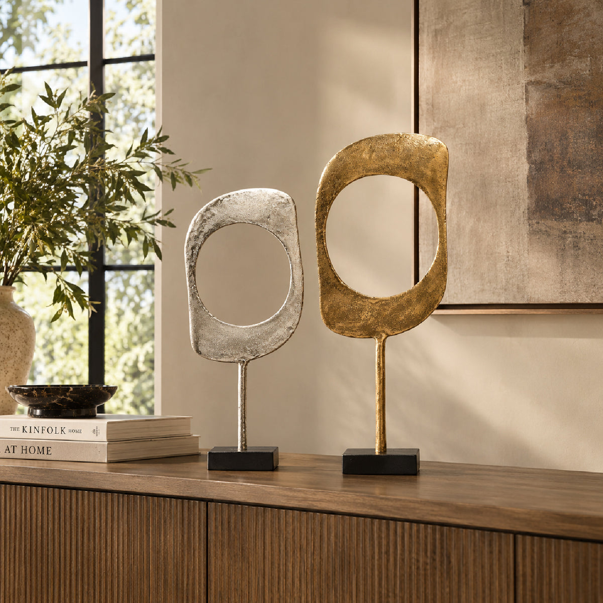Gold and Nickel Aluminum Ring Sculptures (2) | OROA