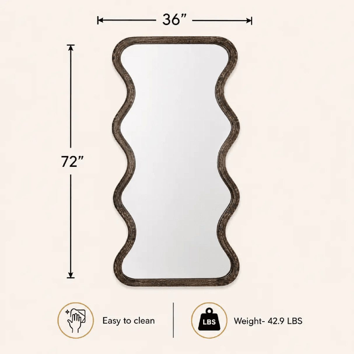 Wavy Full Length Mango Wood Wall Mirror | OROA