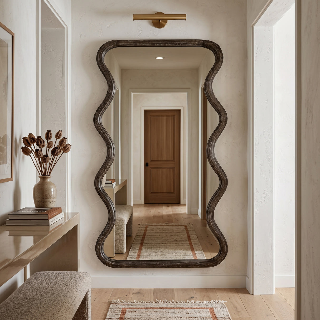 Wavy Full Length Mango Wood Wall Mirror | OROA