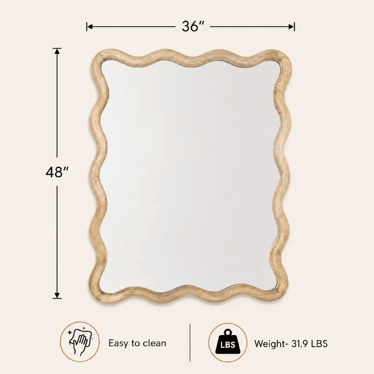 Wavy Mango Wood Wall Mirror | OROA