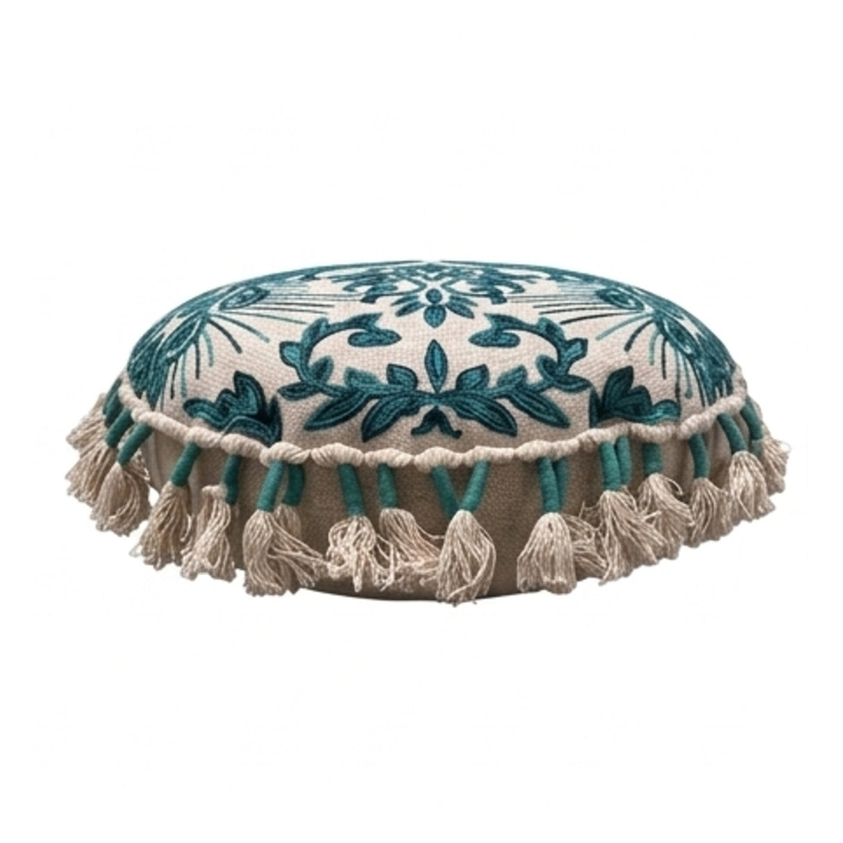Embroidered Boho Peacock Floor Pillow | OROA