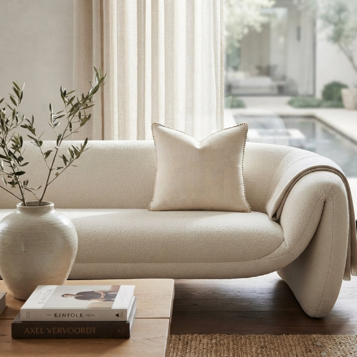 Cozy Ivory Linen Throw Pillow | OROA