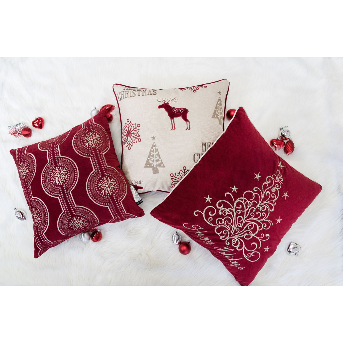 Modern European furniture - Happy Holidays Velvet Christmas Pillows (4) - www.oroa.com