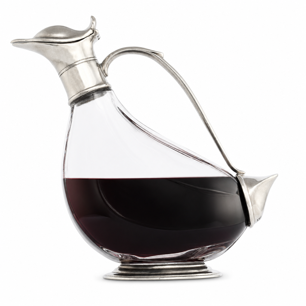 Pewter & Glass Duck Wine Decanter - OROA