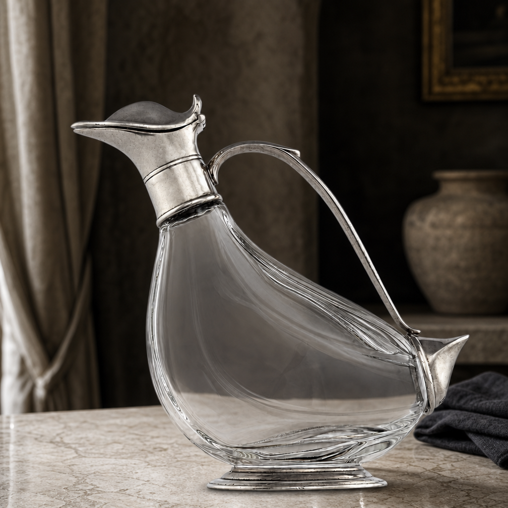Pewter & Glass Duck Wine Decanter - OROA