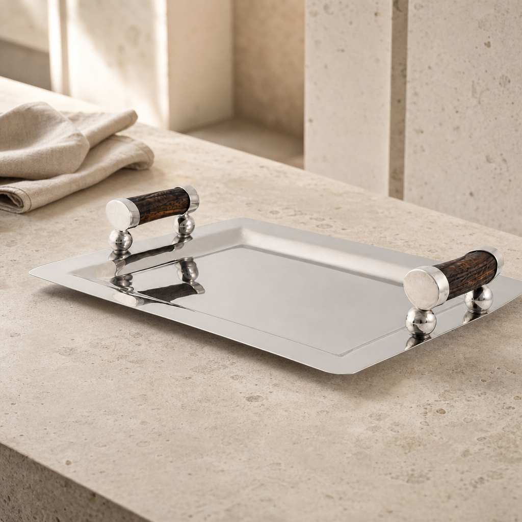 Stainless Steel & Antler Serving Tray - OROA