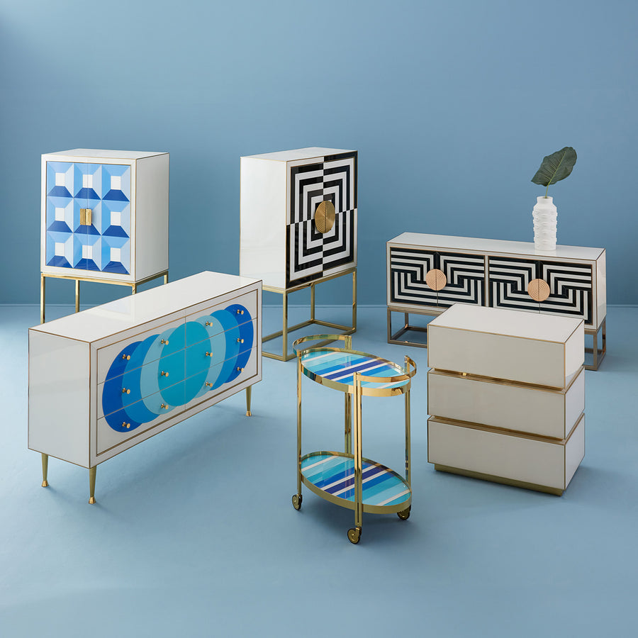 White Glass 3-Drawer Chest | Jonathan Adler Torino | Oroa.com