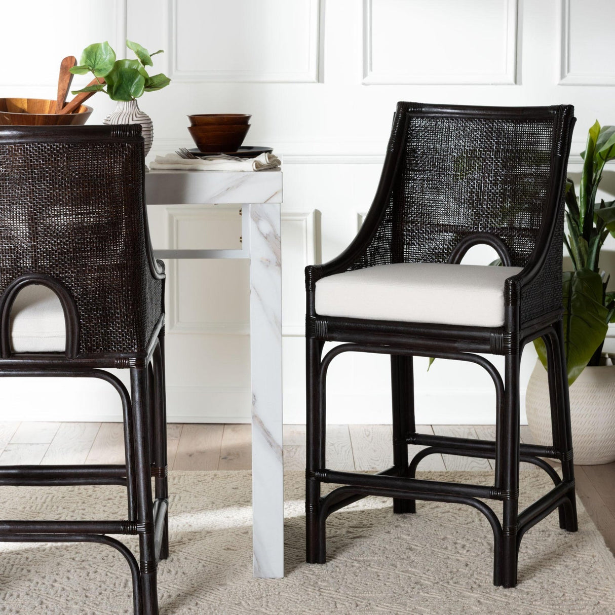 Modern European furniture - Rattan Sloped-Arm Counter Stool - www.oroa.com