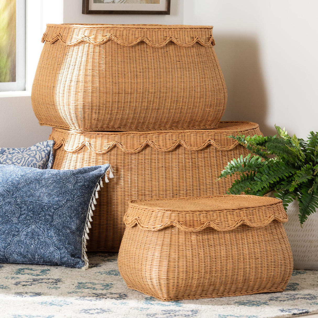 Rattan Scalloped Lidded Baskets (3) – Ayleen – alternate view 9