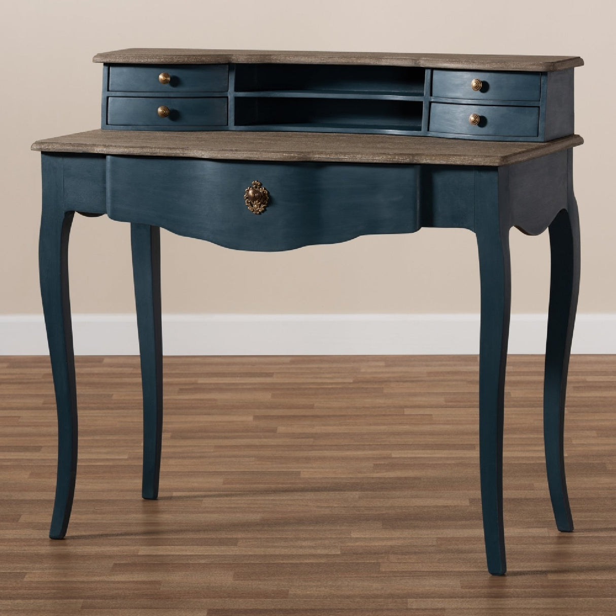 Modern European furniture - Blue Wooden Accent Writing Desk - www.oroa.com