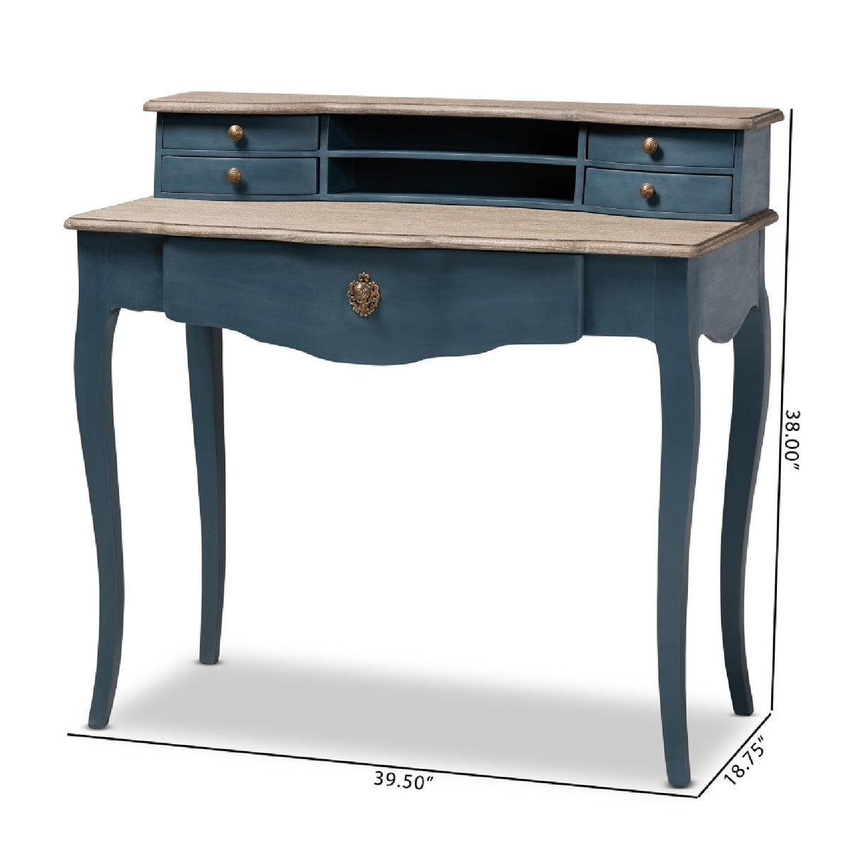 Modern European furniture - Blue Wooden Accent Writing Desk - www.oroa.com | Oroa.com