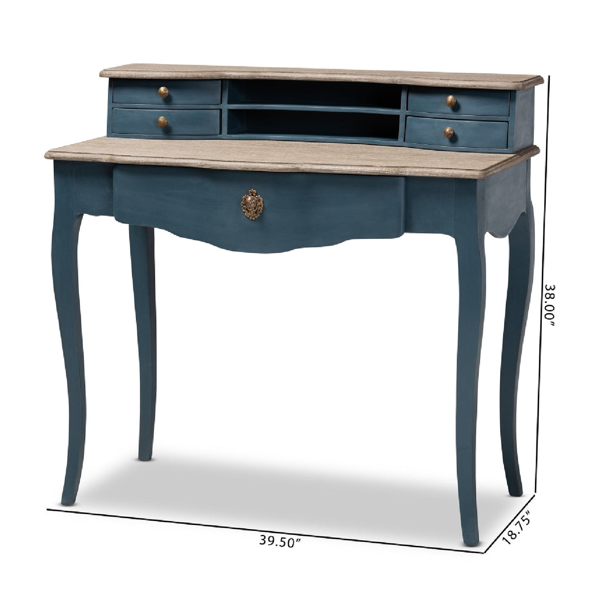 Modern European furniture - Blue Wooden Accent Writing Desk - www.oroa.com