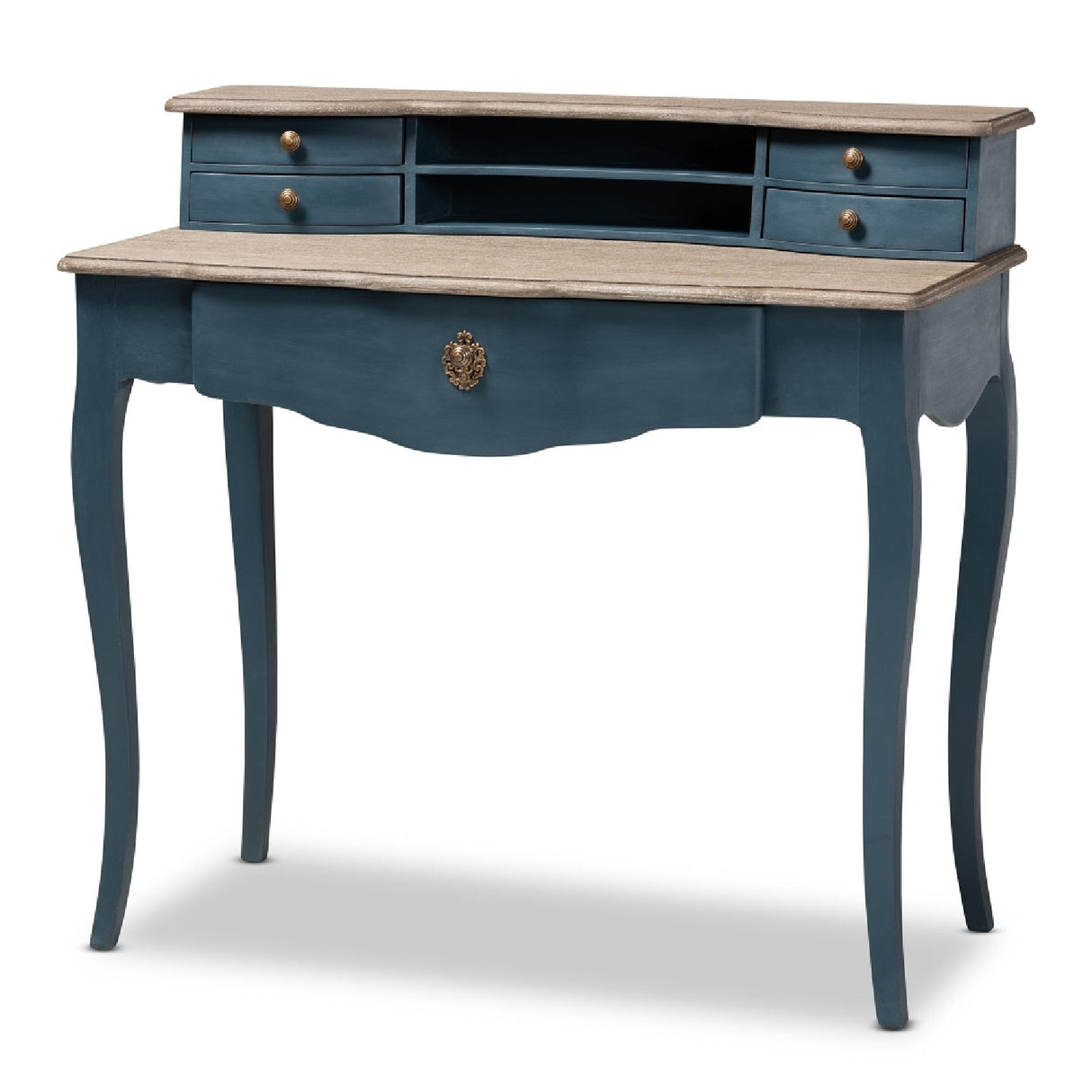Modern European furniture - Blue Wooden Accent Writing Desk - www.oroa.com