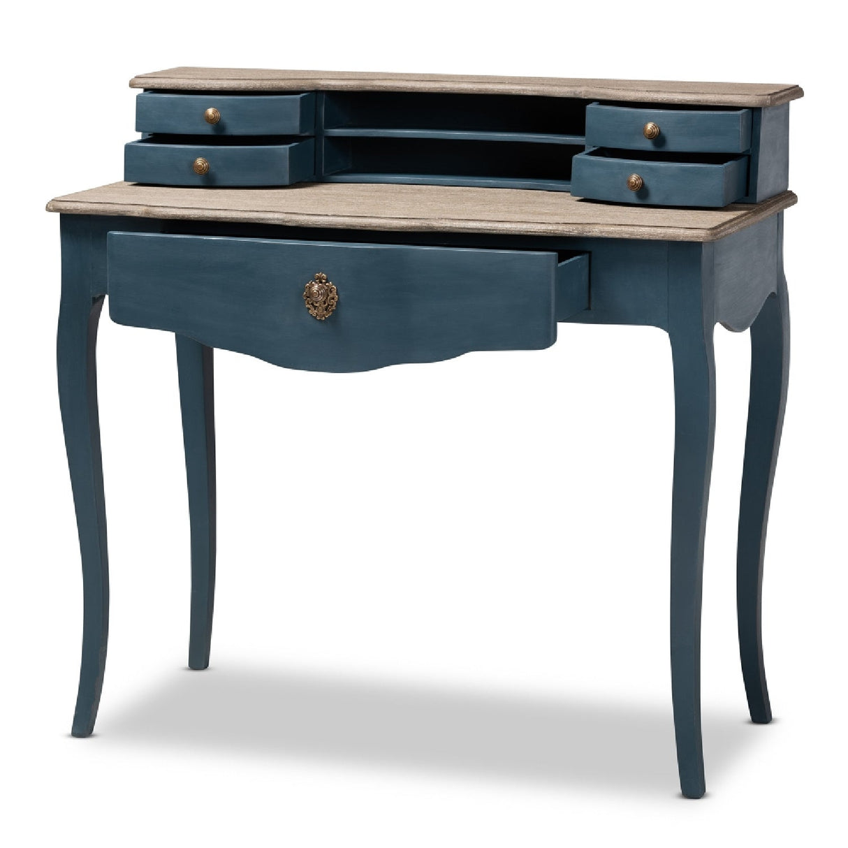 Modern European furniture - Blue Wooden Accent Writing Desk - www.oroa.com