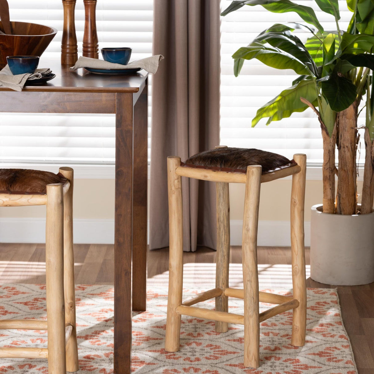 Modern European furniture - Rustic Leather Counter Stool - www.oroa.com