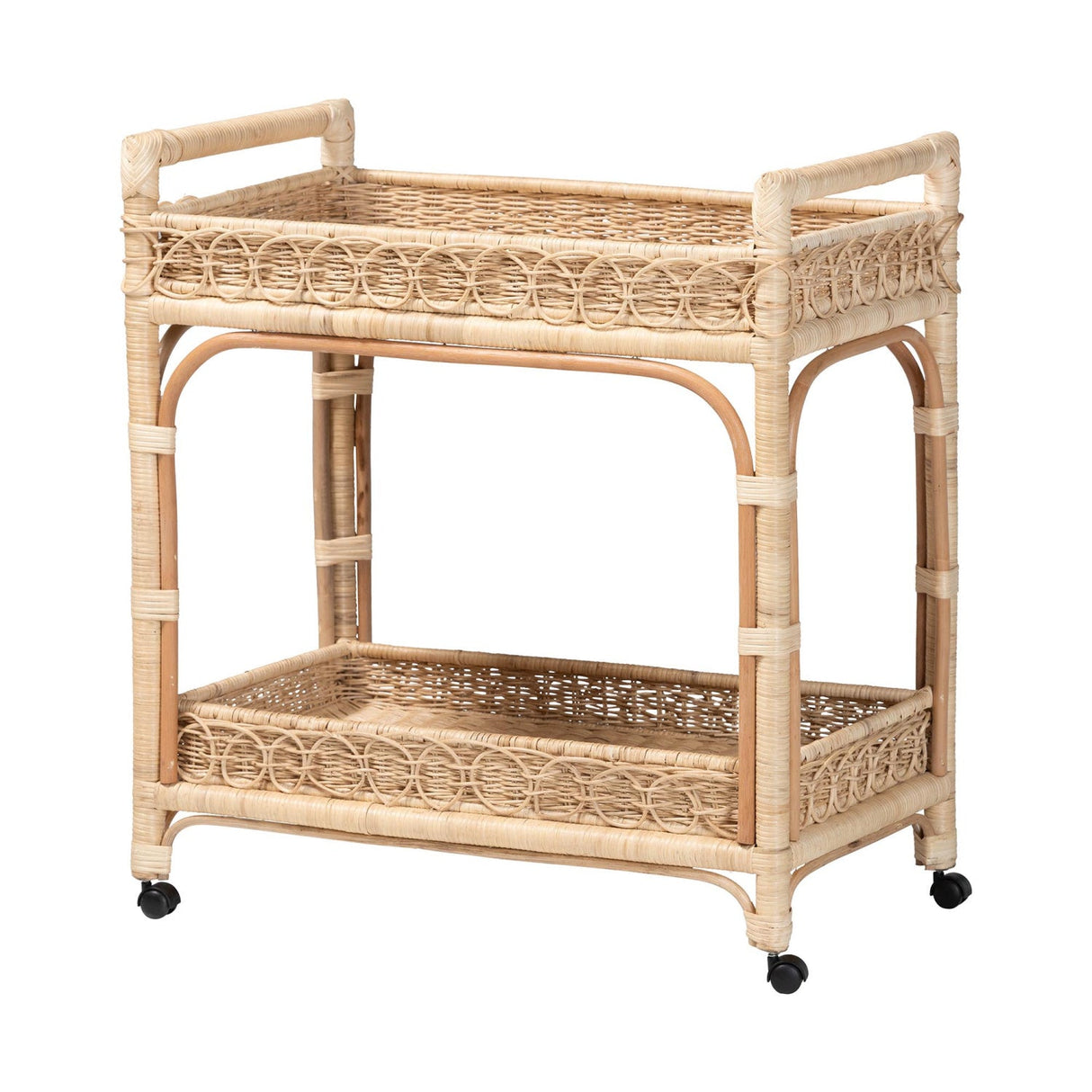 Modern European furniture - Two-Tier Rattan Indoor/Outdoor Serving Cart - www.oroa.com