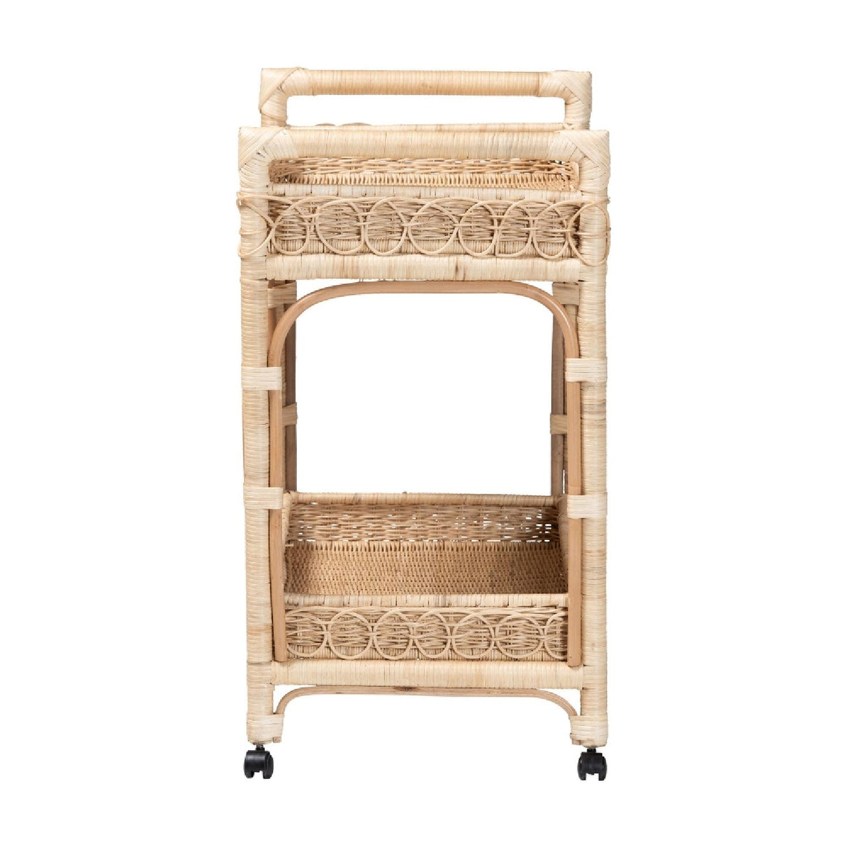 Modern European furniture - Two-Tier Rattan Indoor/Outdoor Serving Cart - www.oroa.com