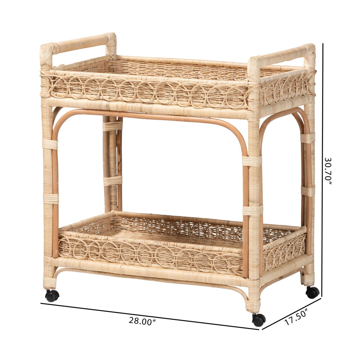 Modern European furniture - Two-Tier Rattan Indoor/Outdoor Serving Cart - www.oroa.com