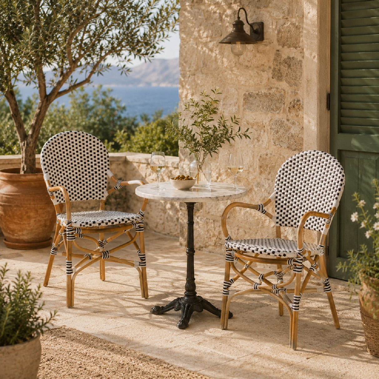 Contract furniture - Indoor Outdoor Two Toned Weaving Bistro Chairs 2 - www.oroatrade.com