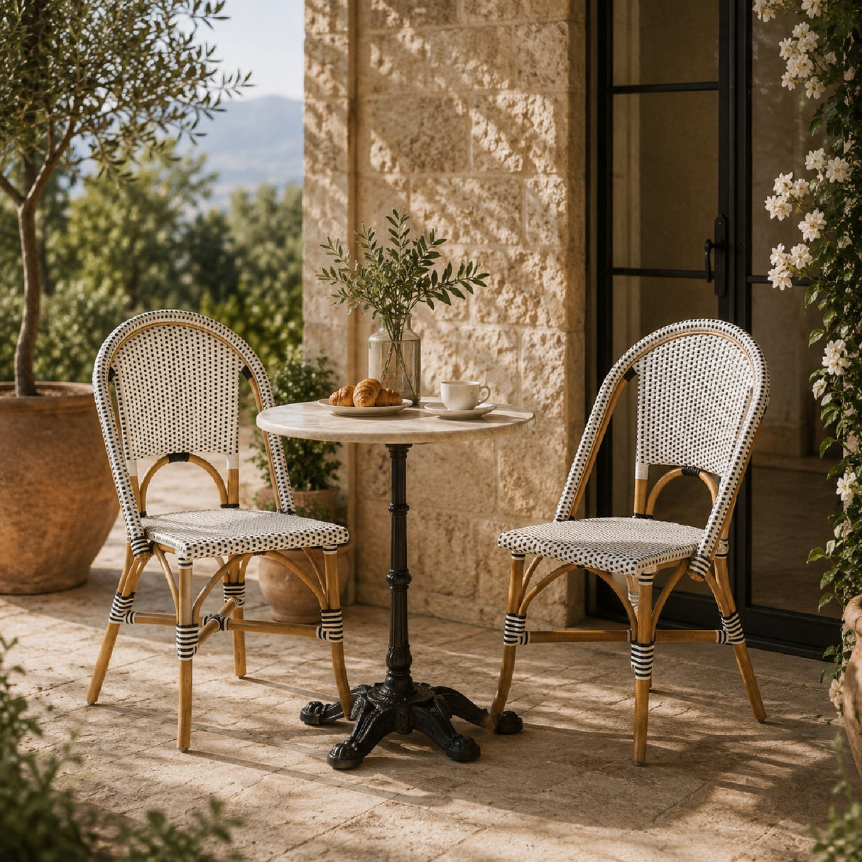 Contract furniture - White Weaving Indoor Outdoor Bistro Chair - www.oroatrade.com