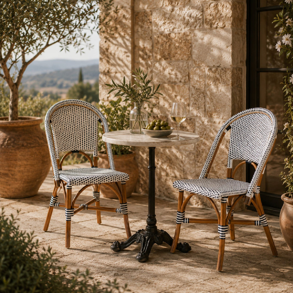 Contract furniture - Two Toned Weaving Indoor Outdoor Bistro Chair - www.oroatrade.com