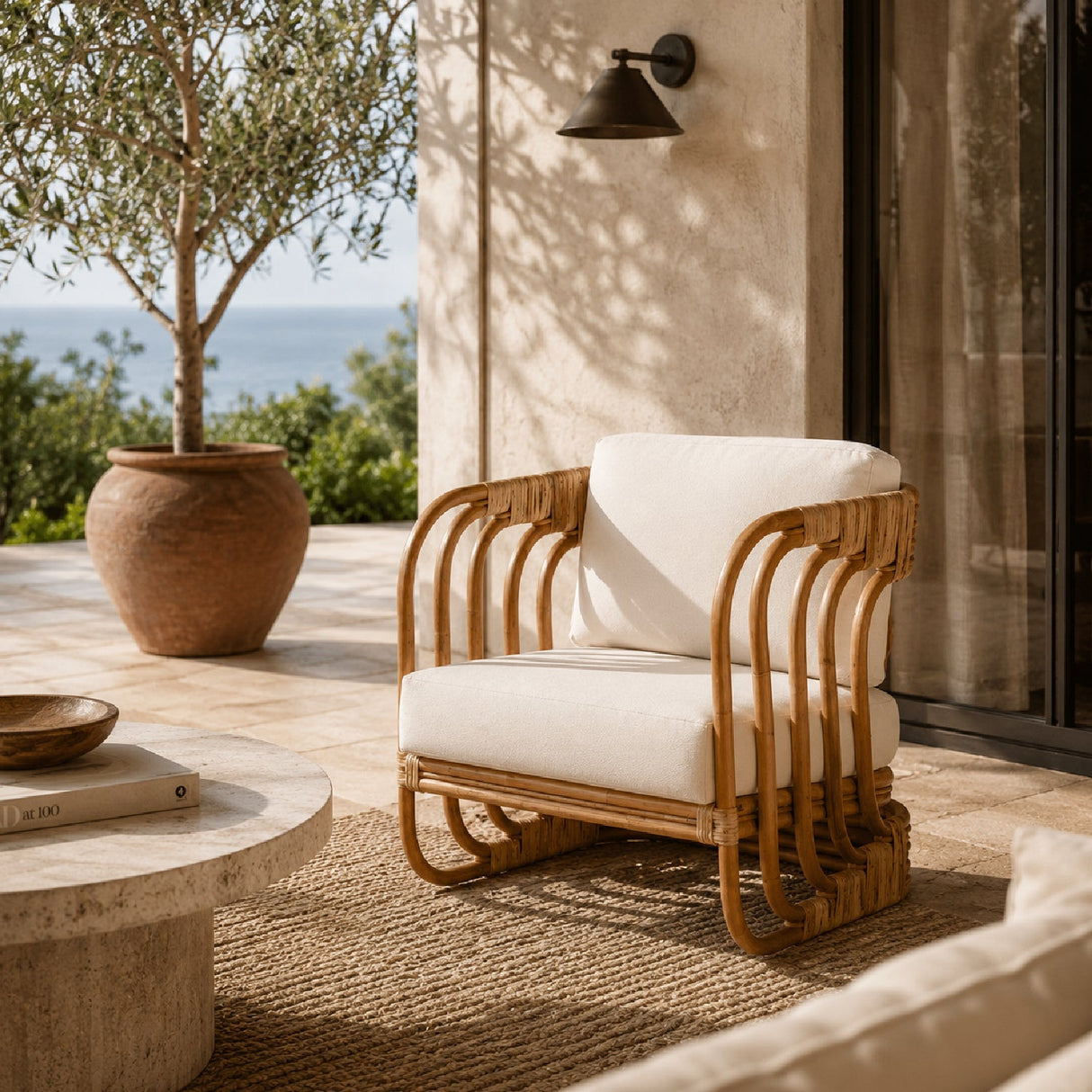 Modern European furniture - Modern Indoor Outdoor Boho Rattan Lounge Chair- www.oroa.com