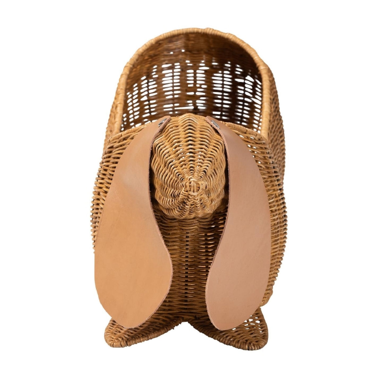 Natural Rattan Dachshund Basket – Daffodil – front view
