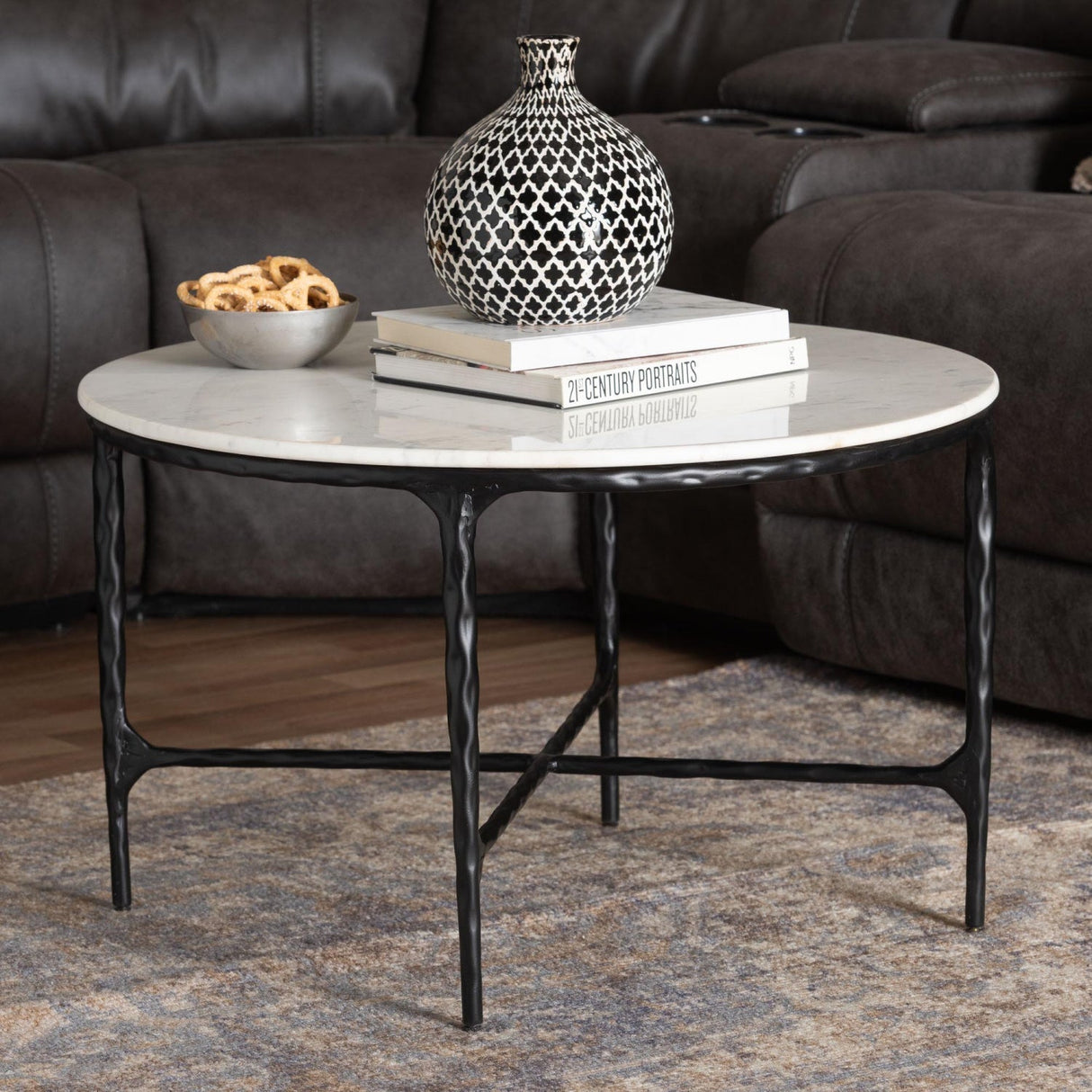 Modern European furniture - Round White Marble Coffee Table - www.oroa.com