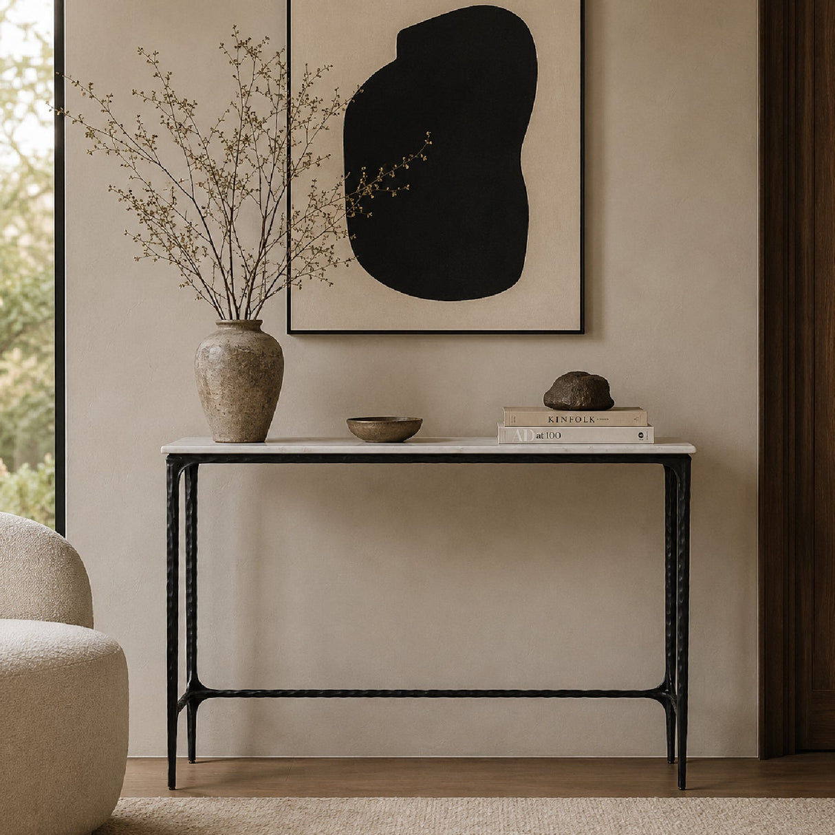 Modern European furniture - White Marble Console Table - www.oroa.com