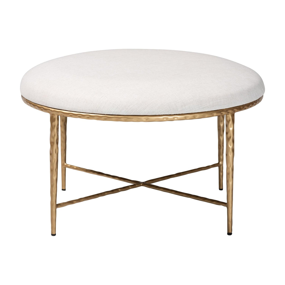 Modern European furniture - White Padded Round Cocktail Ottoman - www.oroa.com