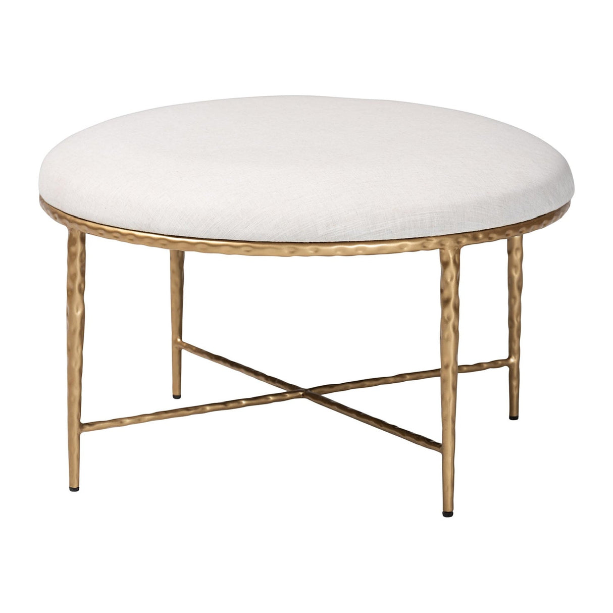 Modern European furniture - White Padded Round Cocktail Ottoman - www.oroa.com