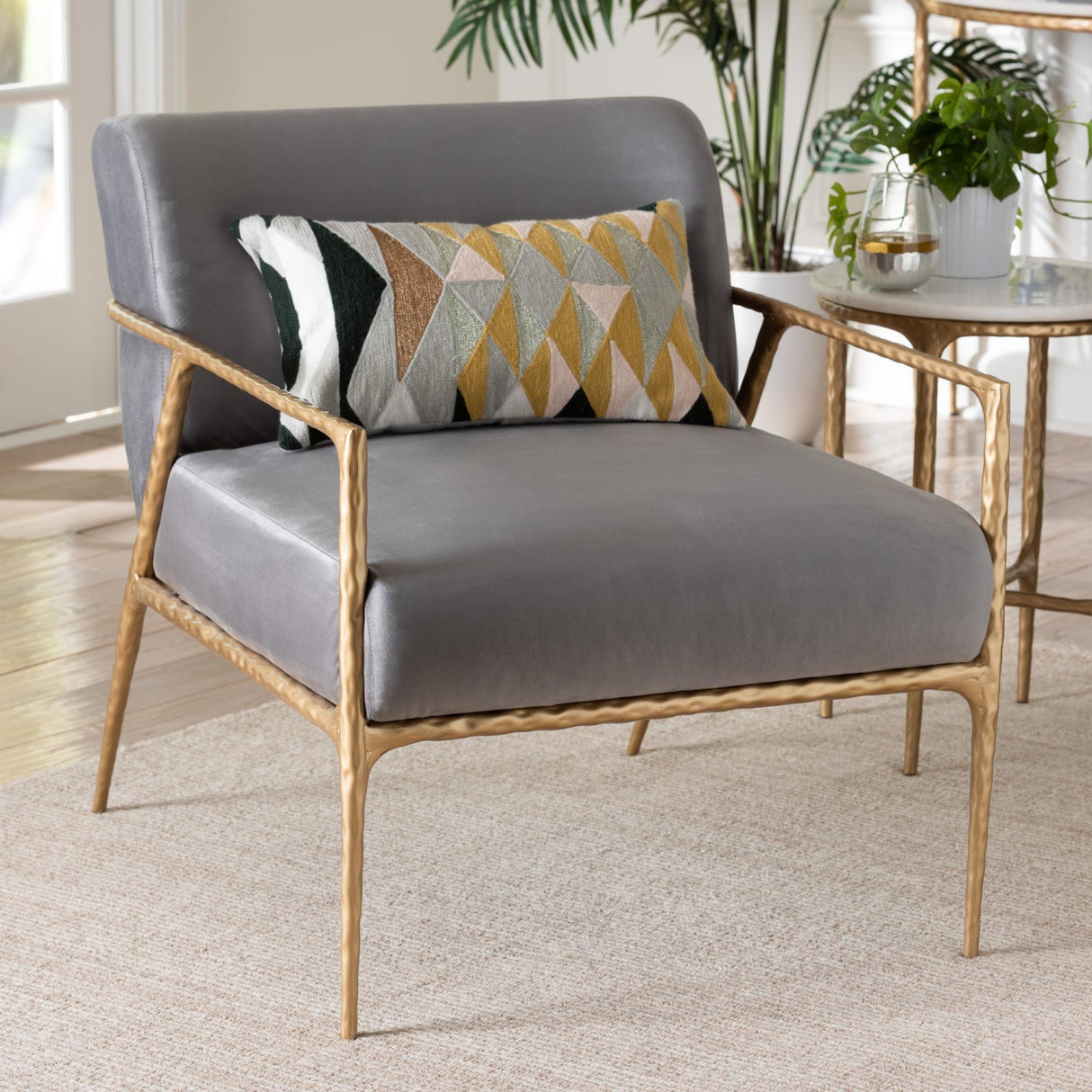 Modern European furniture - Gray Velvet Lounge Chair - www.oroa.com | Oroa.com
