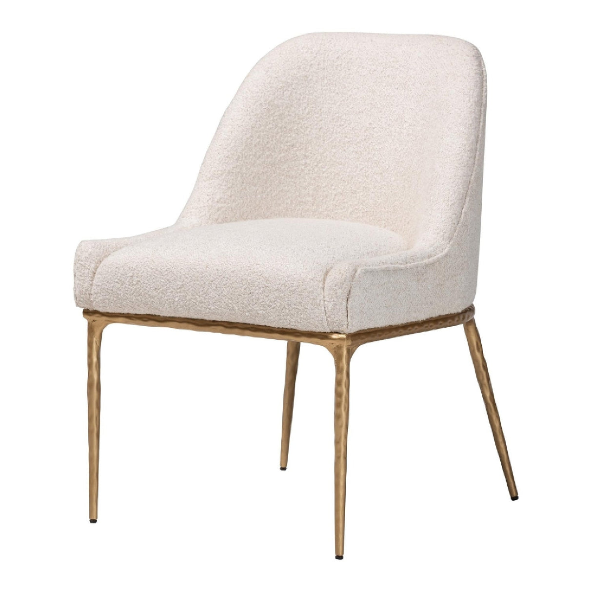 Modern European furniture - White Boucle Dining Side Chair - www.oroa.com