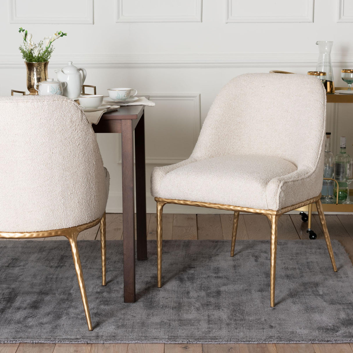 Modern European furniture - White Boucle Dining Side Chair - www.oroa.com | Oroa.com