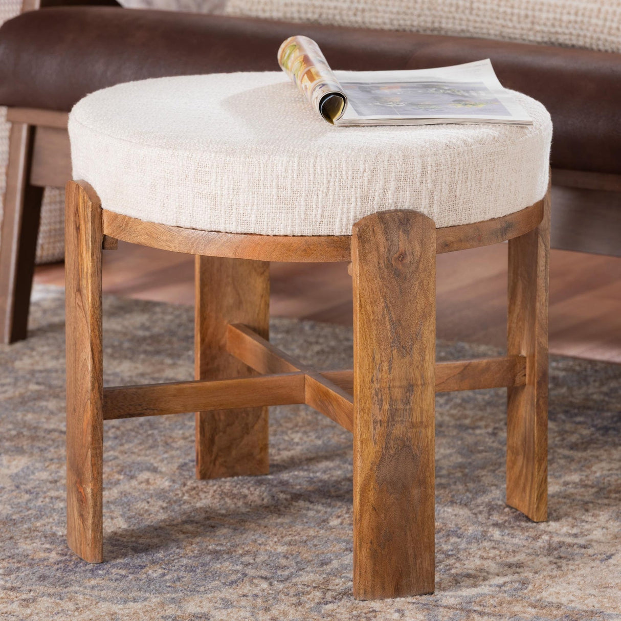 Modern European furniture - Round Fabric Cushioned Ottoman - www.oroa.com