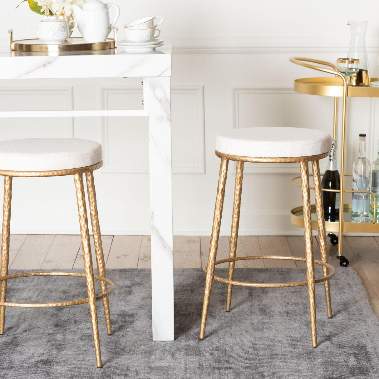 Modern European furniture - Hand-forged Metal Padded Counter Stool - www.oroa.com