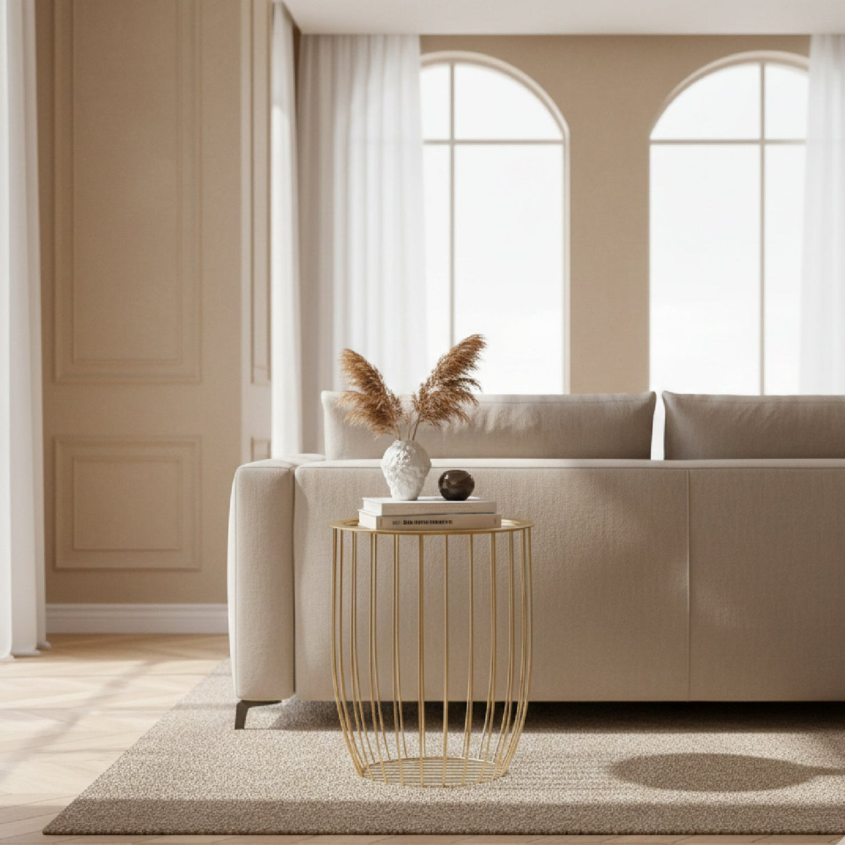 Gold Openwork Frame End Table – Mabon – angled view